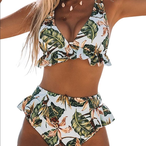 Tropical High Waisted Tropical Bikini - Picture 2 of 3